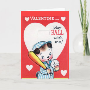 Vintage Baseball Dog Valentine Feiertagskarte