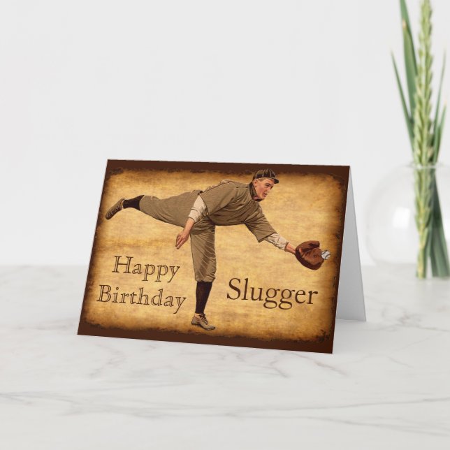 Vintage Baseball-Geburtstagskarten PERSONALISIERT Karte (Vorderseite)