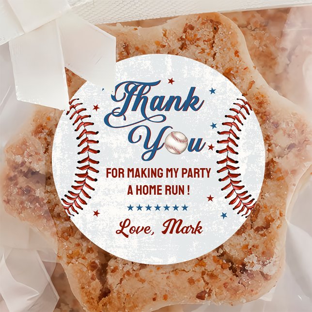 Vintage Baseball-Geburtstagsparty-Aufkleber Runder Aufkleber (Von Creator hochgeladen)