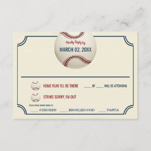 Vintage Baseball-Hochzeitsreaktion RSVP Karte
