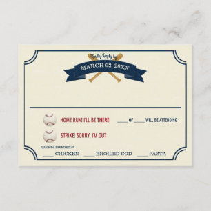 Vintage Baseball-Hochzeitsreaktion RSVP Karte