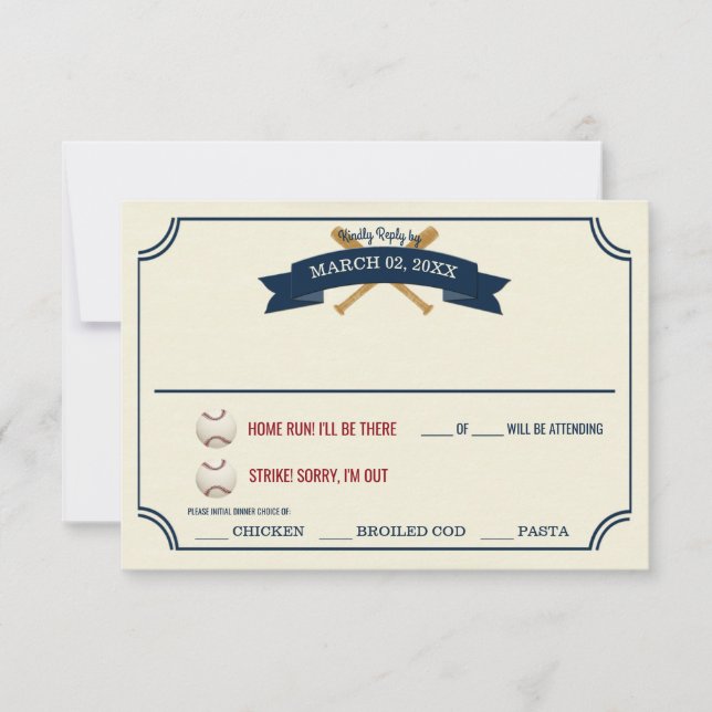 Vintage Baseball-Hochzeitsreaktion RSVP Karte (Vorderseite)