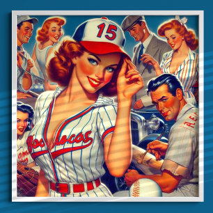 Vintage Baseball-Illustration Poster