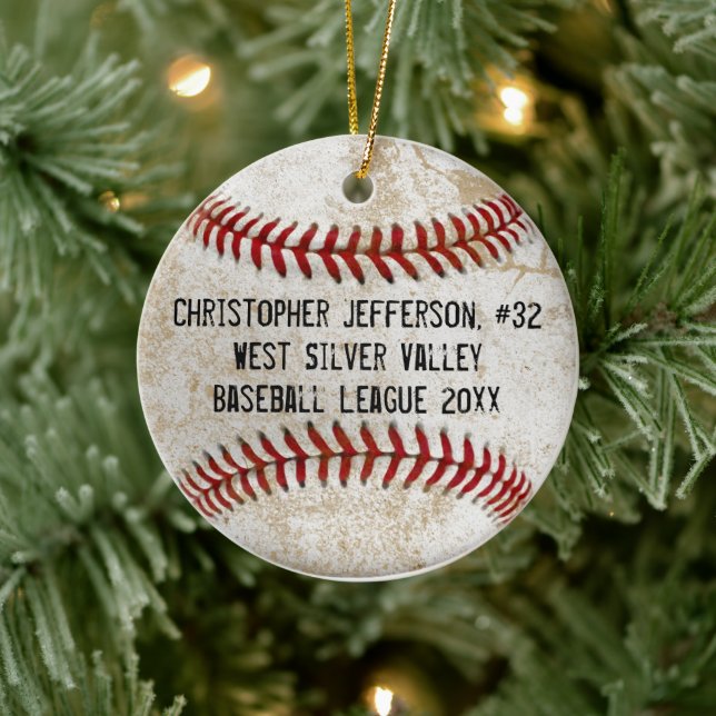 Vintage Baseball Kindersportarten Keramik Ornament (Baum)