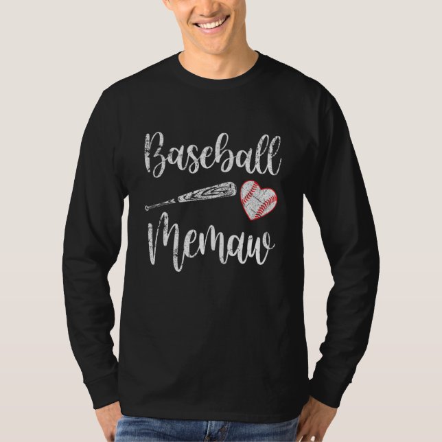 Vintage Baseball Memaw Funny Baseball Gifts T-Shirt (Vorderseite)