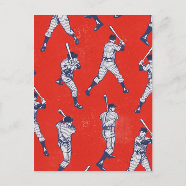 Vintage-Baseball-Muster Postkarte (Vorderseite)