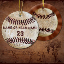 Vintage Baseball-Ornamente mit NAME und NUMMER