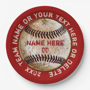 Vintage Baseball-Papierteller Personalisiert Pappteller