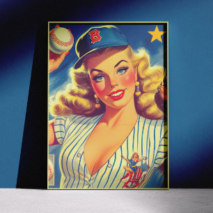 Vintage-Baseball-Pin-up Poster