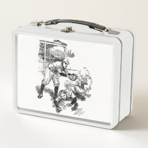 Vintage Baseball Player Metal Lunch Box