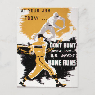 Vintage Baseball-Poster aus dem Zweiten Weltkrieg: Postkarte