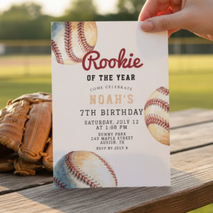 Vintage-Baseball-Rookie-Jungen-Geburtstag Einladung