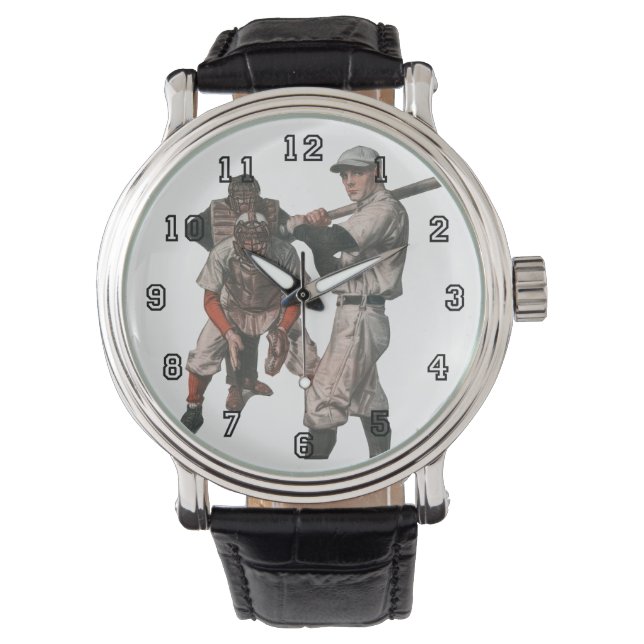 Vintage Baseball-Spieler Armbanduhr (Vorderseite)