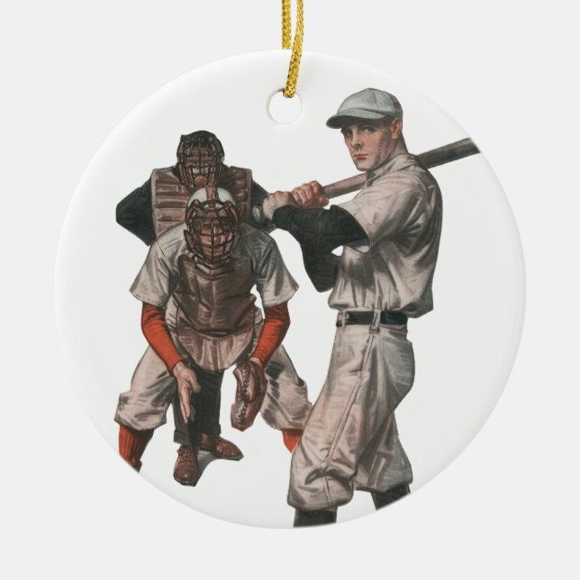Vintage Baseball-Spieler Keramikornament (Vorne)