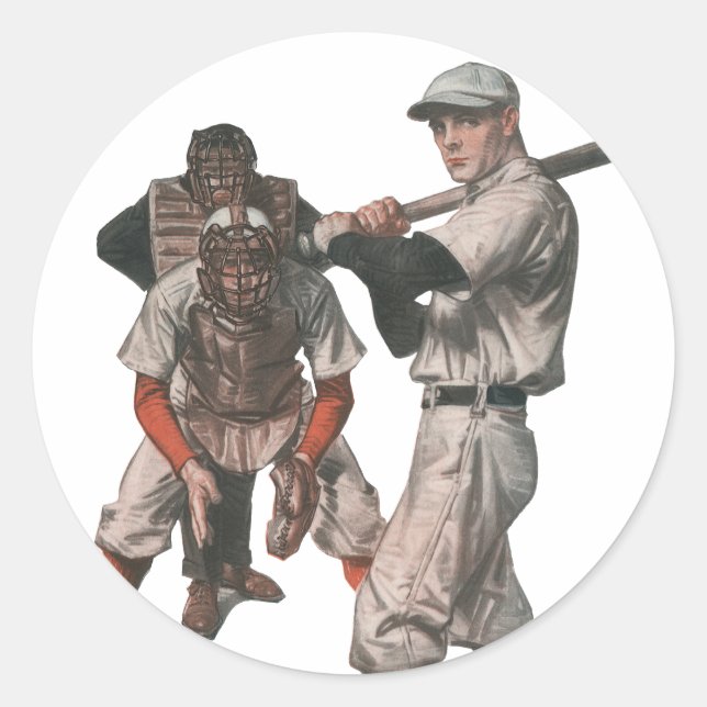 Vintage Baseball-Spieler Runder Aufkleber (Vorderseite)