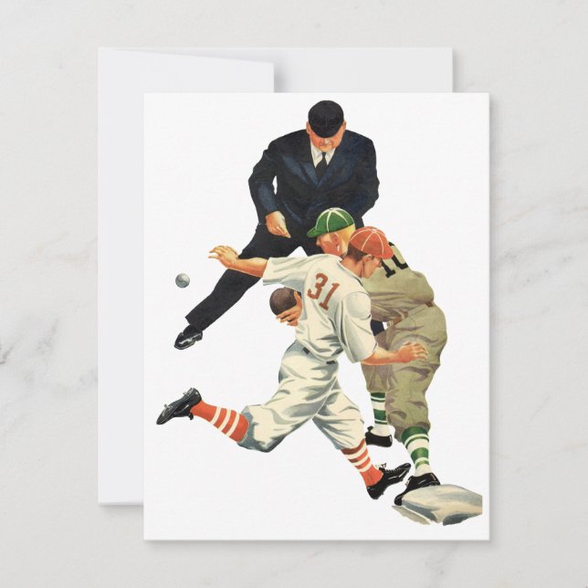 Vintage Baseball-Spieler vor Zuhause (Vorderseite)