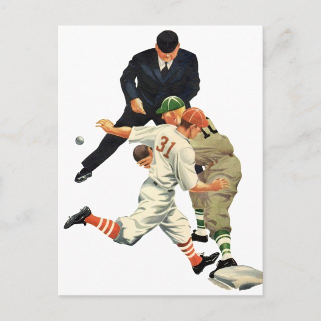 Vintage Baseball-Spieler vor Zuhause Postkarte (Vorderseite)