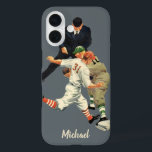Vintage Baseball-Spieler vor Zuhause title_seo2<br><div class="desc">Einfach zu individualisieren Handy-Fall,  fügen Sie einfach Ihren Namen! Vintage Illustration Sportbaseball-Design mit altmodischen Baseball-Spielern. Es gibt einen Schiedsrichter,  einen Fänger,  der versucht,  einen Baseball zu fangen,  und einen Läufer,  der es sicher auf Zuhause-Basis schafft.</div>
