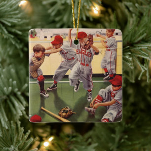 Vintage-Baseball-Sportteam, Jungen raufen Keramikornament