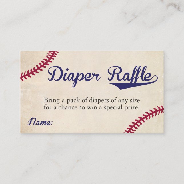 Vintage Baseball Themed Diaper Raffelkarten Begleitkarte (Vorderseite)