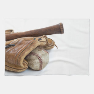 Vintage-Baseball und Schläger Geschirrtuch