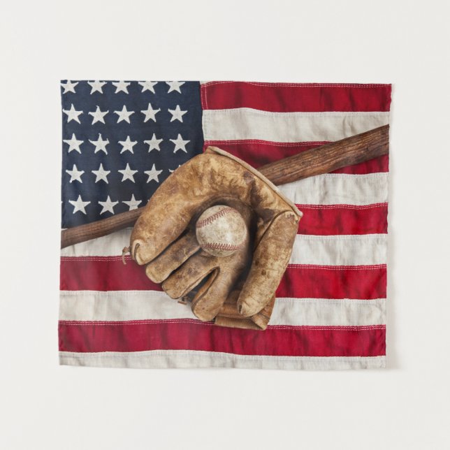Vintage Baseball Wandteppich (Vorderseite (Horizontal))