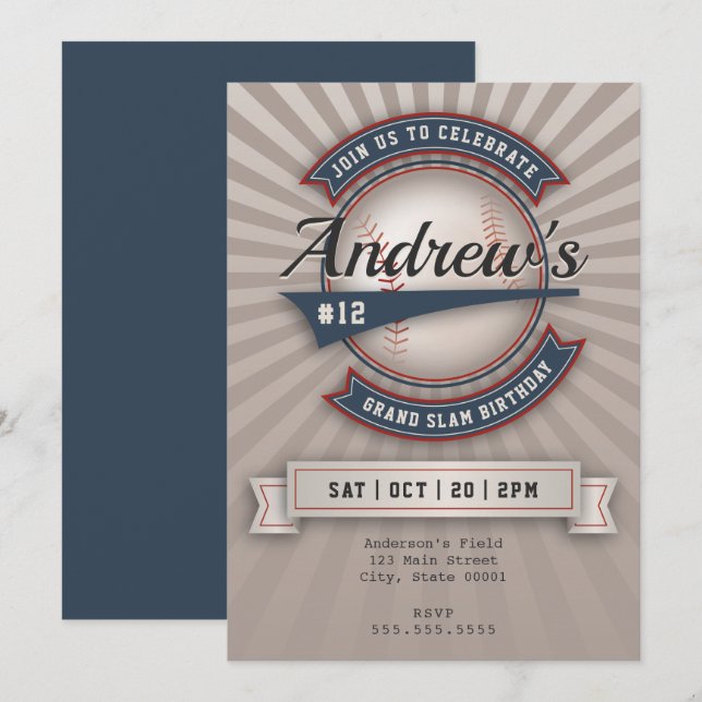 Vintage Baseballeinladung Einladung (Vorne/Hinten)