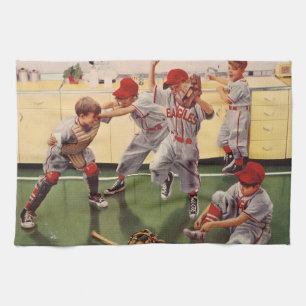 Vintage-Baseballmannschaft, Jungen raufen Geschirrtuch