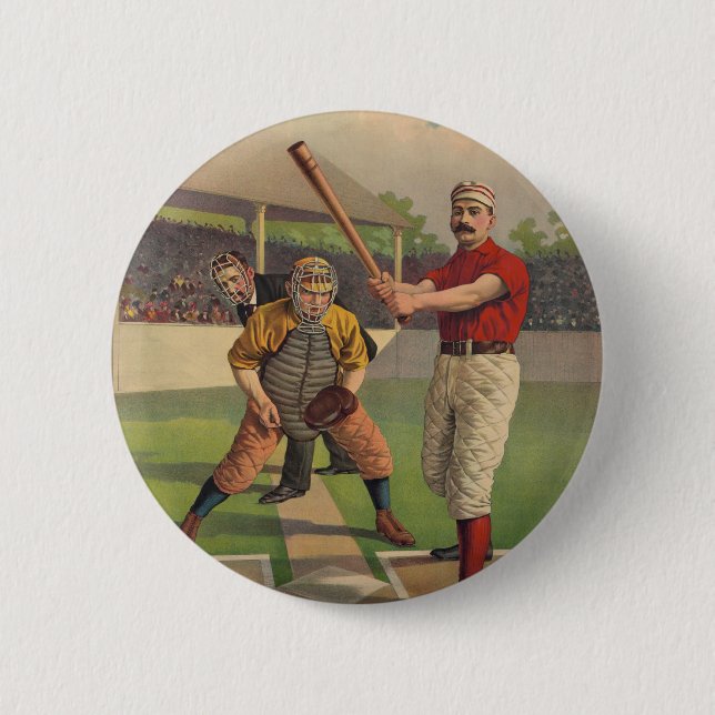 Vintage Baseballposter-Button Button (Vorderseite)