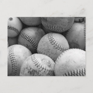 Vintage Baseballs in Schwarz und Weiß Postkarte