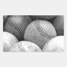 Vintage Baseballs in Schwarz und Weiß Rechteckiger Aufkleber