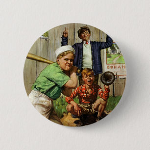 Vintage Baseballspiel, Kinder Jungen Sportler Button