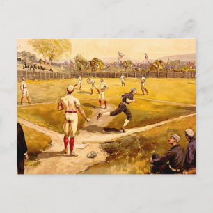 Vintage Baseballspiel Postkarte