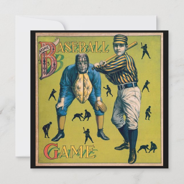 Vintage Baseballspieler beim Zuhause-Spiel (Vorderseite)