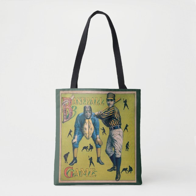 Vintage Baseballspieler beim Zuhause-Spiel Tasche (Vorderseite)