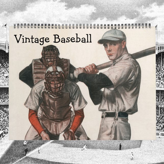 Vintage Baseballspieler, Mannschaften, Athleten Kalender (12 month Calendar featuring Vintage Illustration Baseball Images)