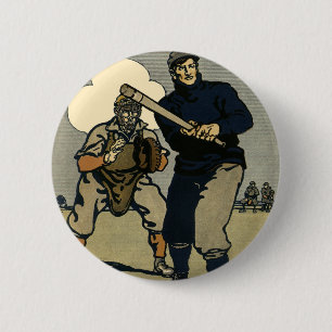 Vintage Baseballspieler, Stilkunst Button