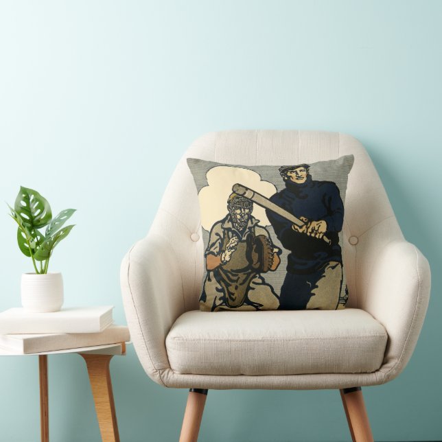 Vintage Baseballspieler, Stilkunst Kissen (Stuhl )