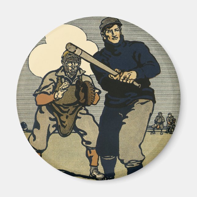 Vintage Baseballspieler, Stilkunst Magnet (Vorne)