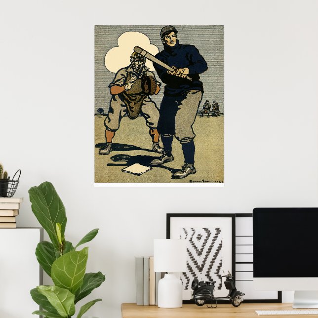Vintage Baseballspieler, Stilkunst Poster (Heimbüro)