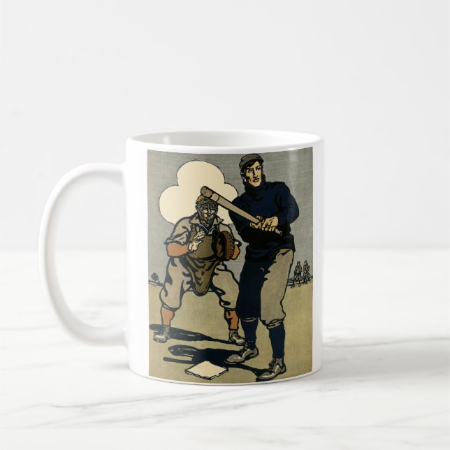 Vintage Baseballspieler, Stilkunst-Tasse Kaffeetasse (Links)