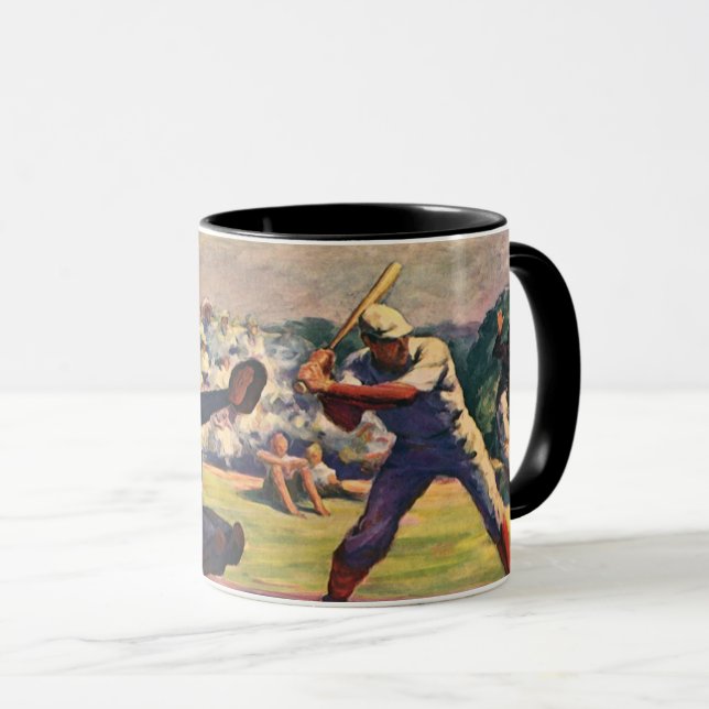 Vintage Baseballspieler Tasse (VorderseiteRechts)