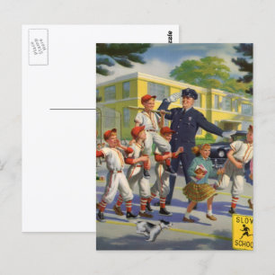 Vintage Baseballspieler und Polizeistreifenaufsich Postkarte