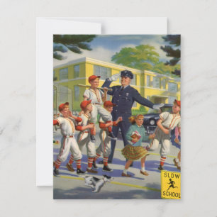 Vintage Baseballspieler und Polizeiwache
