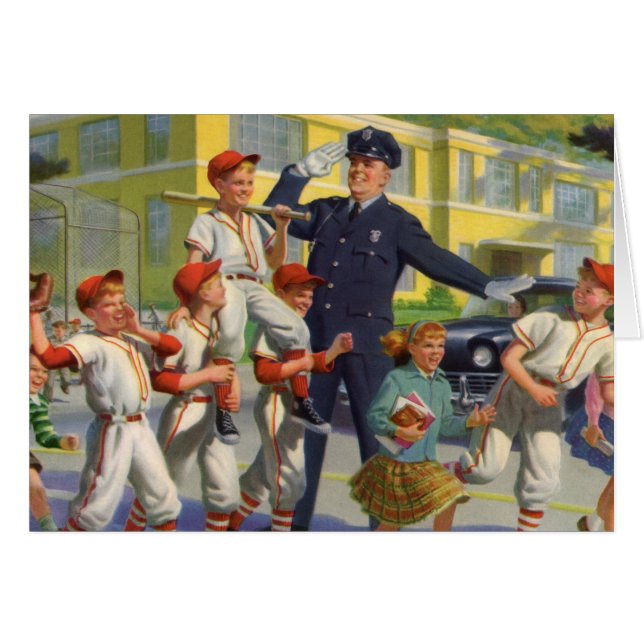 Vintage Baseballspieler und Polizeiwache (Vorderseite (Horizontal))
