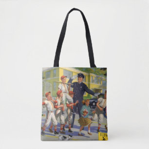 Vintage Baseballspieler und Polizeiwache Tasche