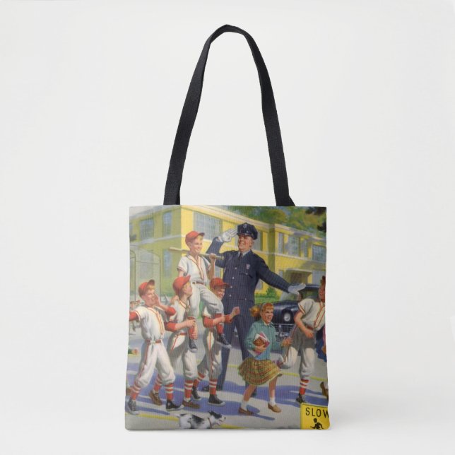 Vintage Baseballspieler und Polizeiwache Tasche (Vorderseite)