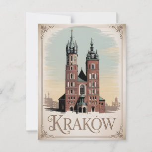 Vintage Basilika Krakau Postkarte