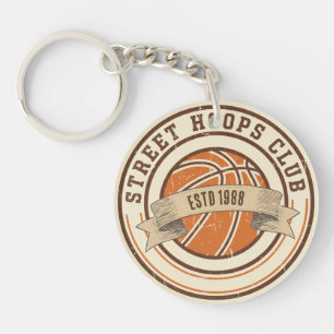 Vintage-Basketball-Emblem Schlüsselanhänger