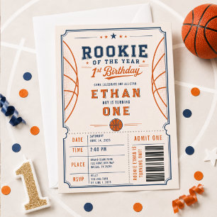 Vintage Basketball Rookie des Jahres 1. Geburtstag Einladung